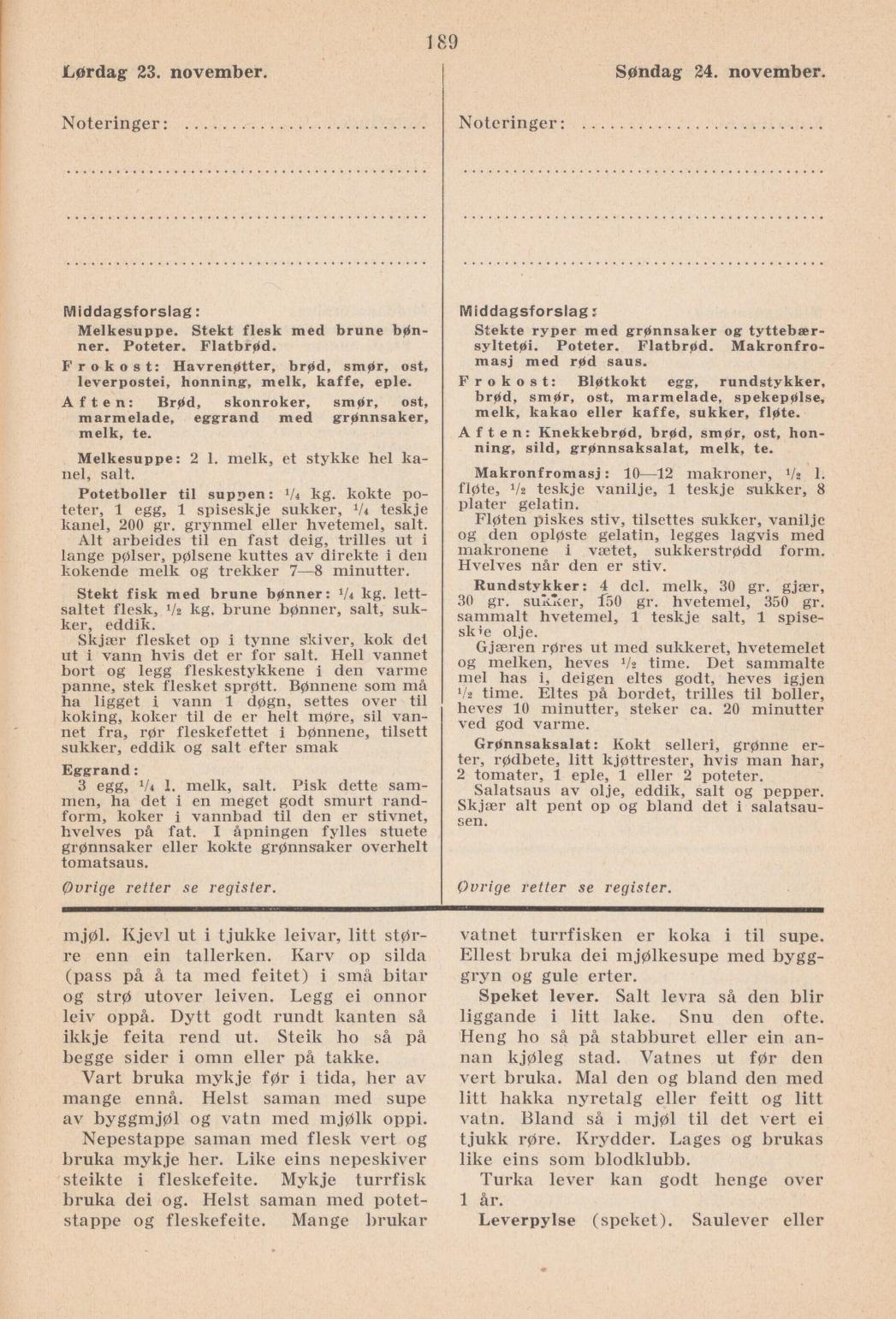 Faksimile av almanakksiden 23. november 1940