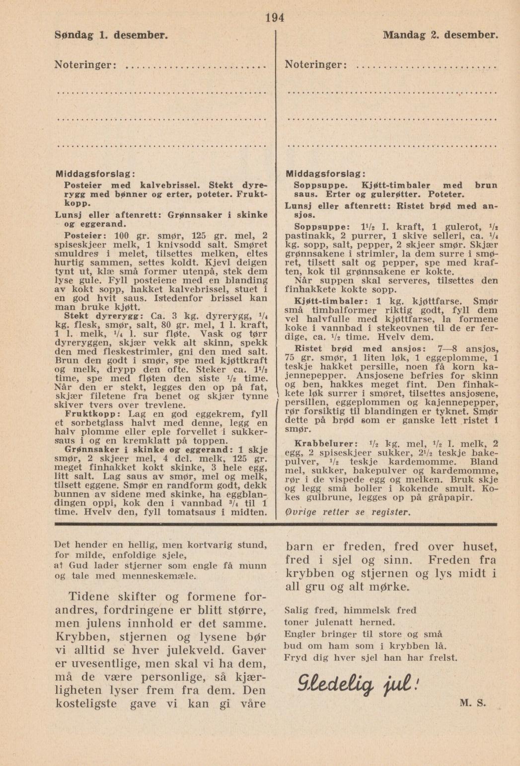 Faksimile av almanakksiden 1. desember 1940