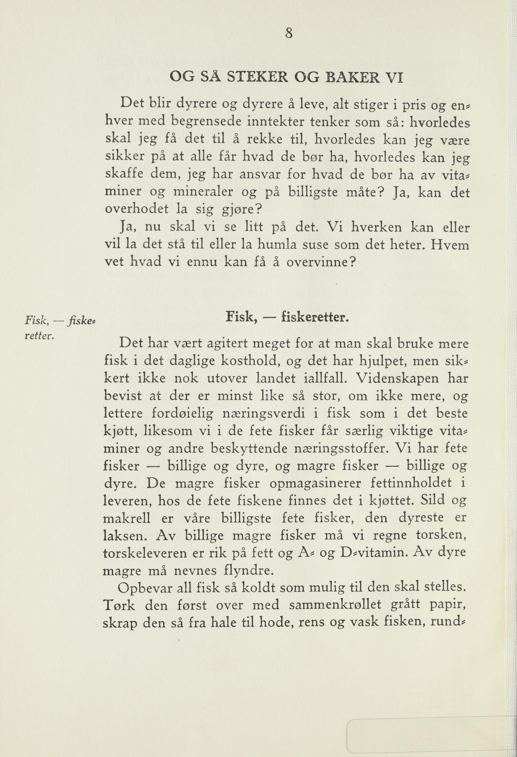 Faksimile av «Stekt sild, marinert» fra Steking og baking 1940