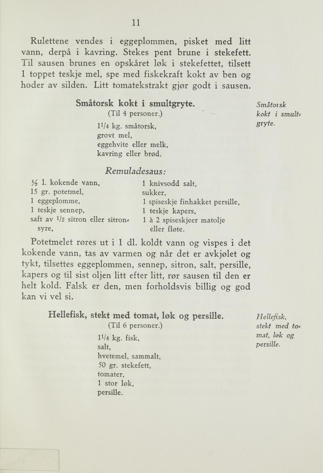 Faksimile av «Rulettene» fra Steking og baking 1940