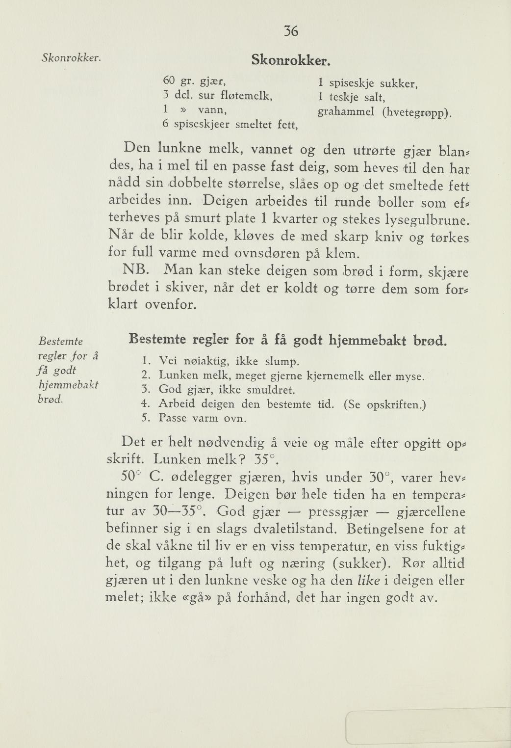 Faksimile av «Skonrokker» fra Steking og baking 1940