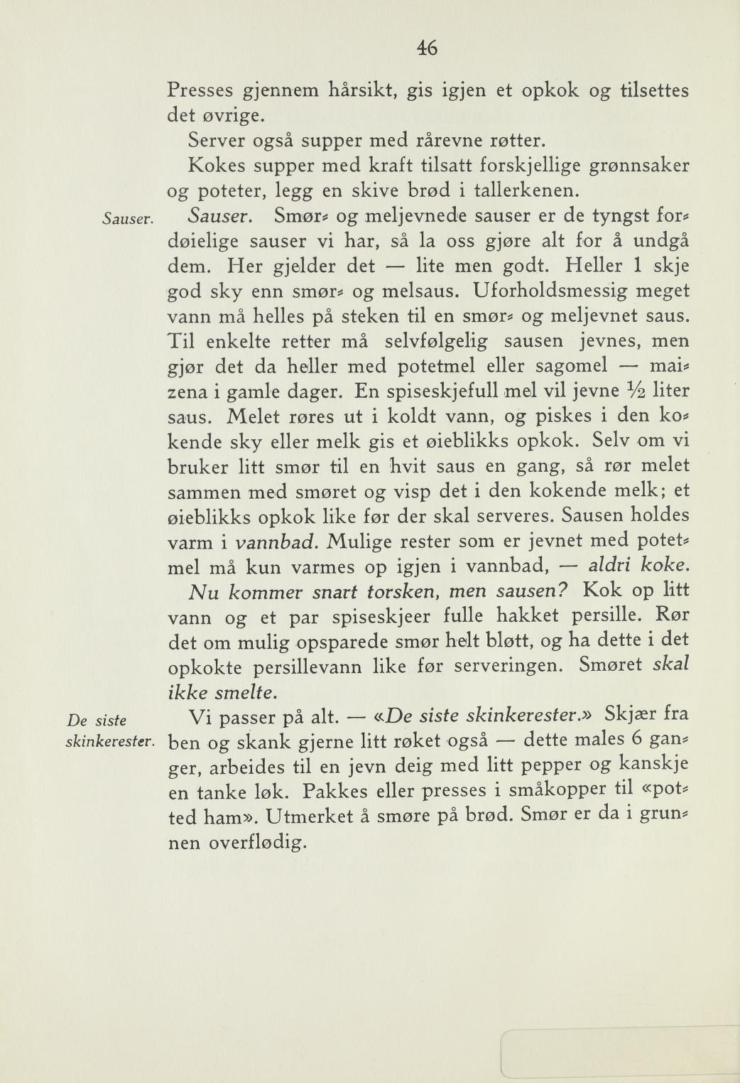 Faksimile av «De siste skinkevestene» fra Steking og baking 1940