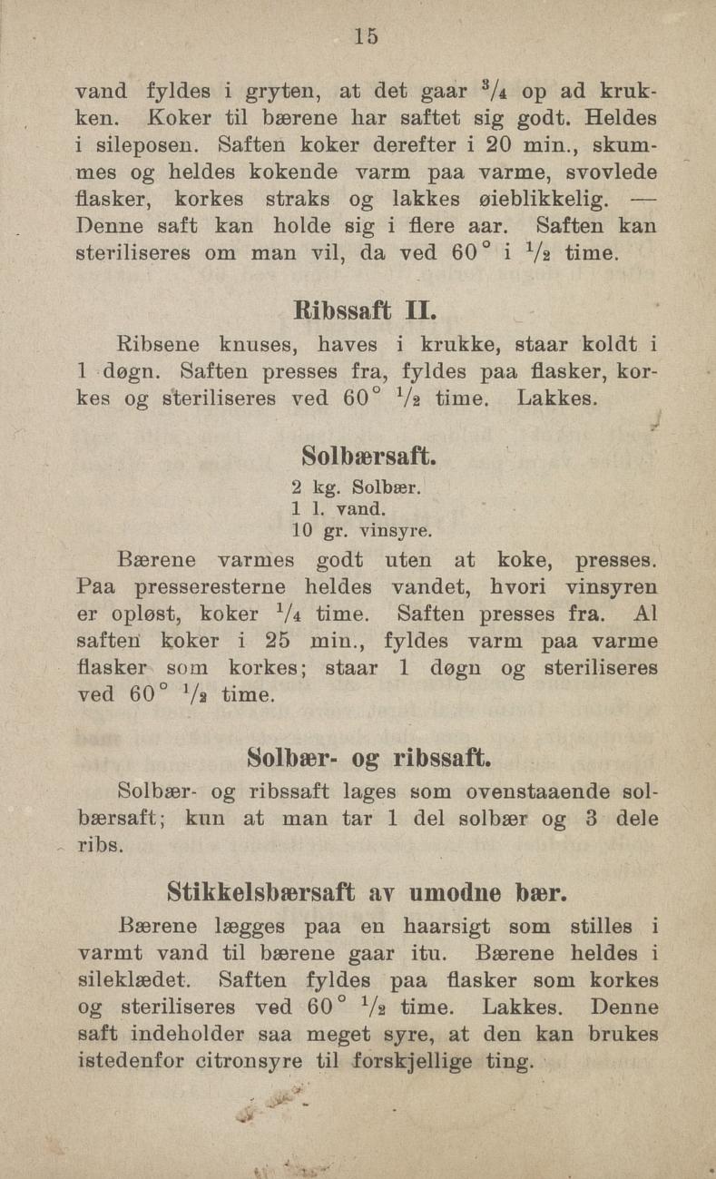 Faksimile av «Ribssaft II» fra Sylting uten sukker 1918