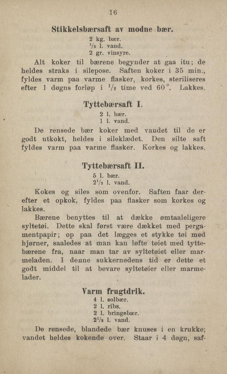 Faksimile av «Saft til gelé. Epler» fra Sylting uten sukker 1918