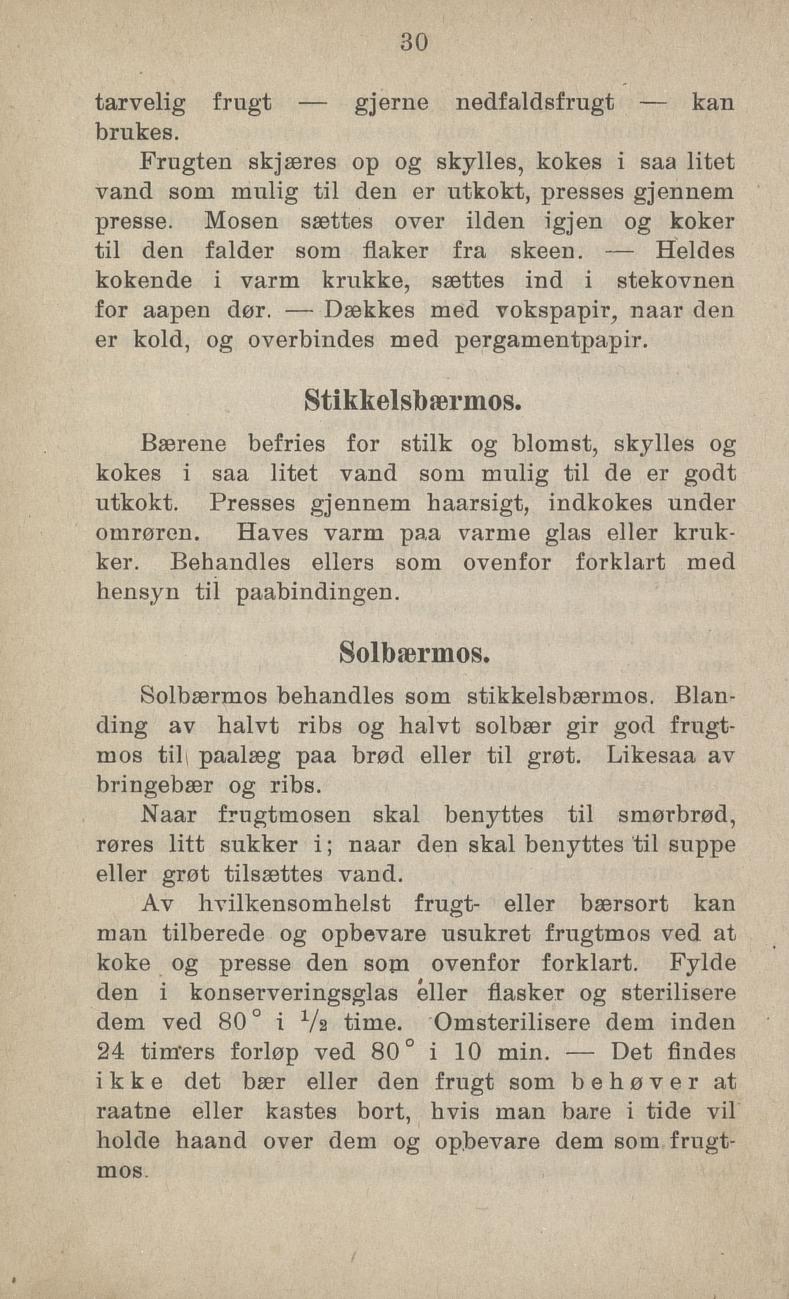 Faksimile av «Jordbærsyltetøy» fra Sylting uten sukker 1918