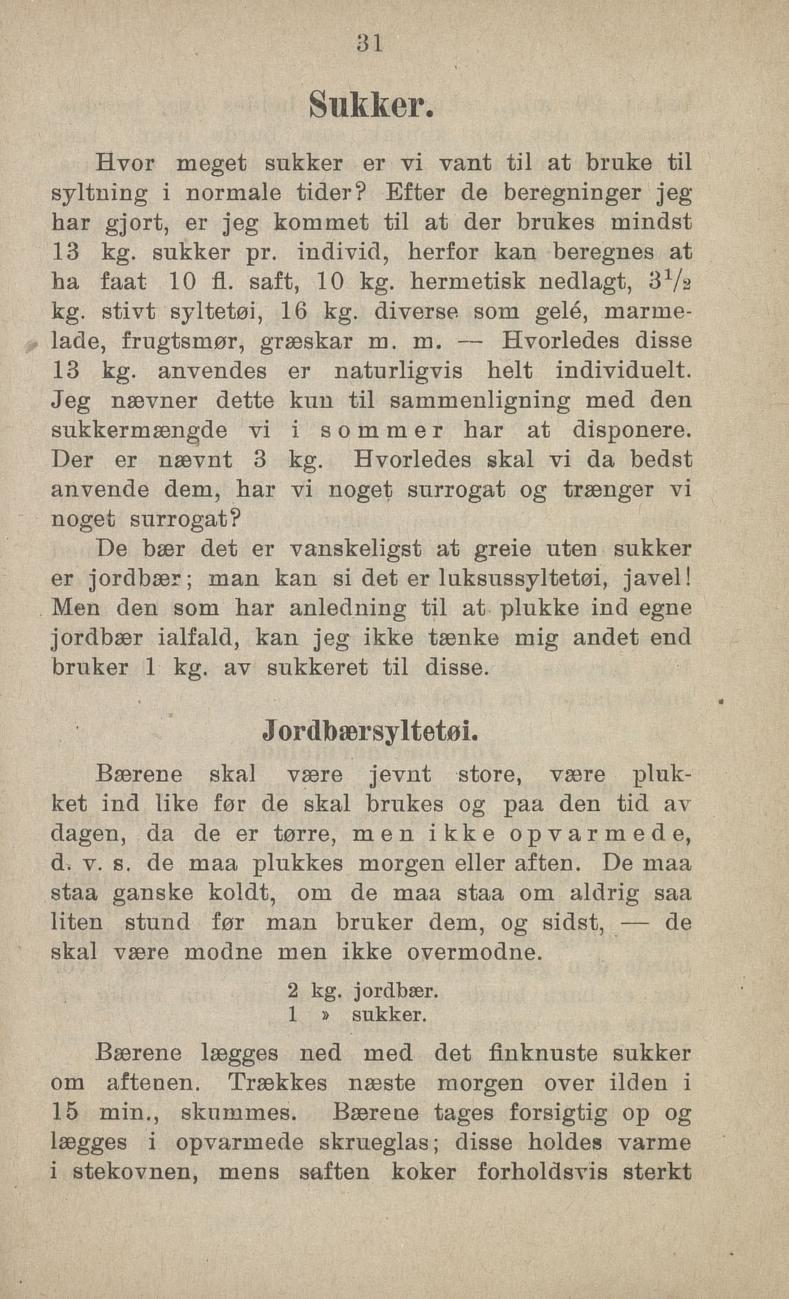 Faksimile av «Kirsebærsaft eller solbærsaft» fra Sylting uten sukker 1918