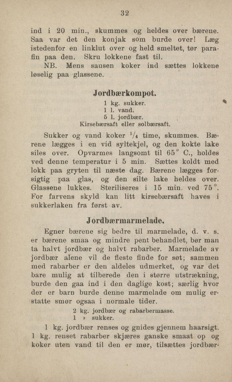 Faksimile av «Kirsebærsaft eller solbærsaft» fra Sylting uten sukker 1918