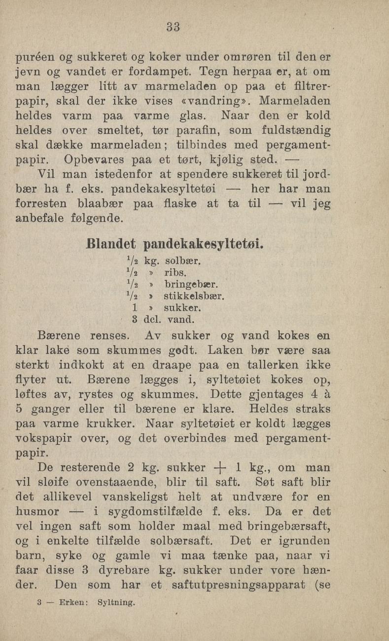 Faksimile av «Bringebærukstrakt» fra Sylting uten sukker 1918