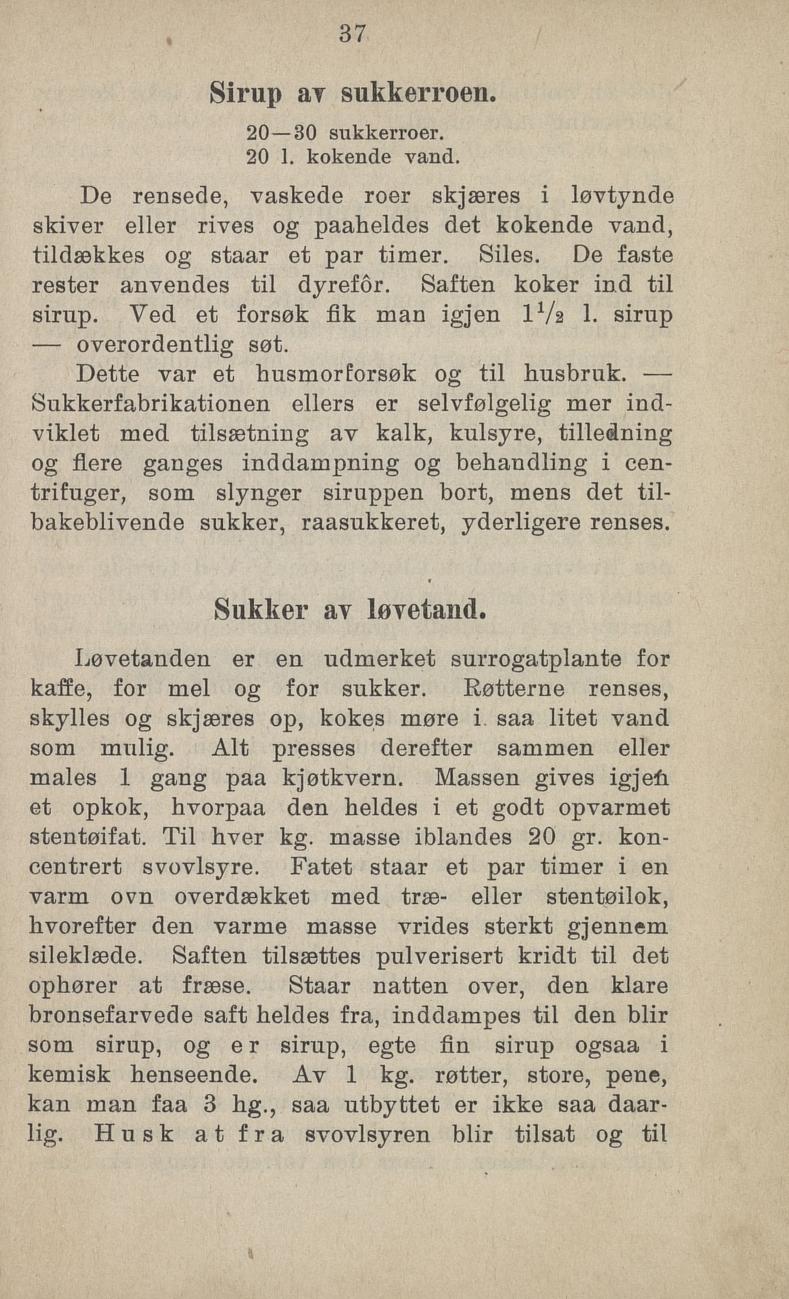 Faksimile av «Sirup av sukkerroe» fra Sylting uten sukker 1918
