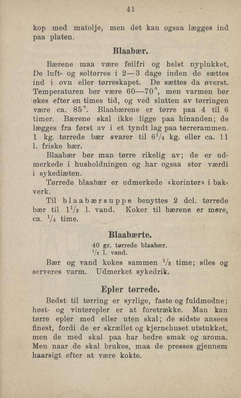Faksimile av «Blåbærsuppe» fra Sylting uten sukker 1918