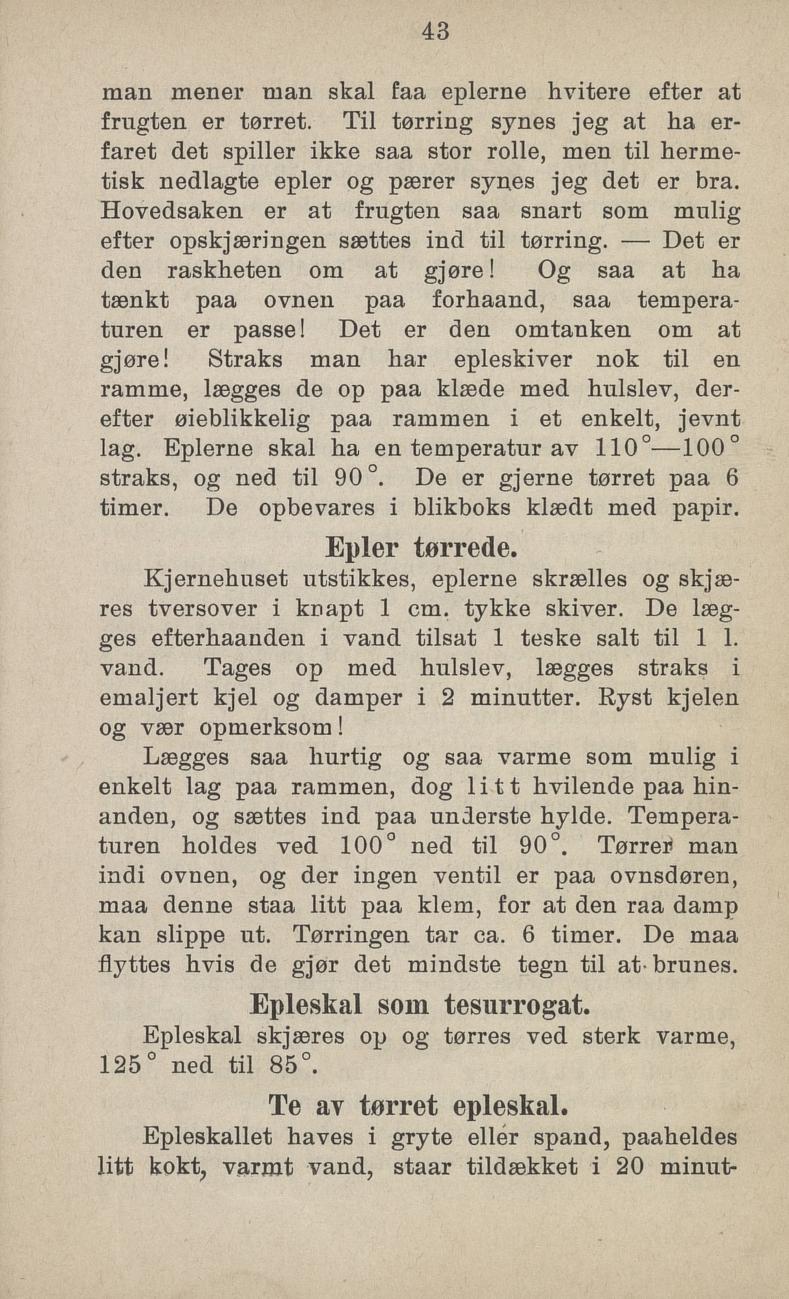 Faksimile av «Epler tørret» fra Sylting uten sukker 1918