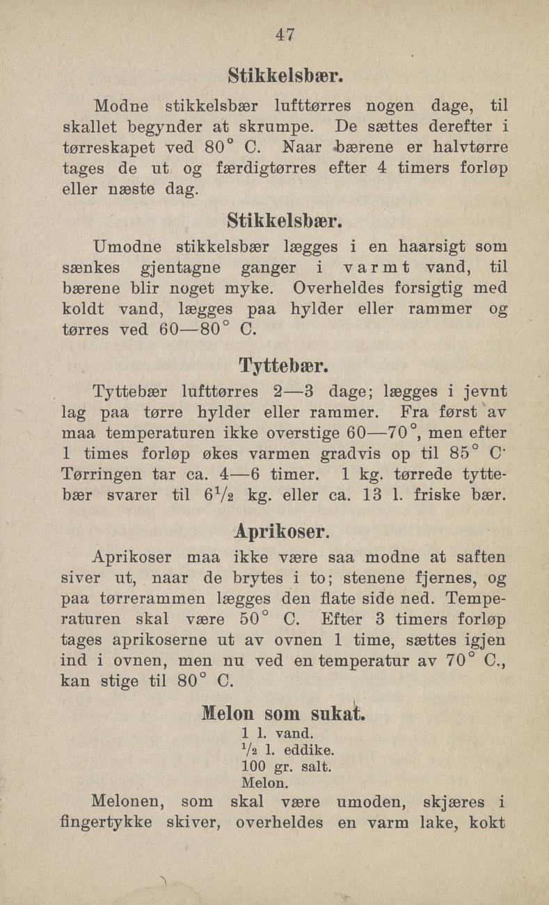 Faksimile av «Aprikoser» fra Sylting uten sukker 1918