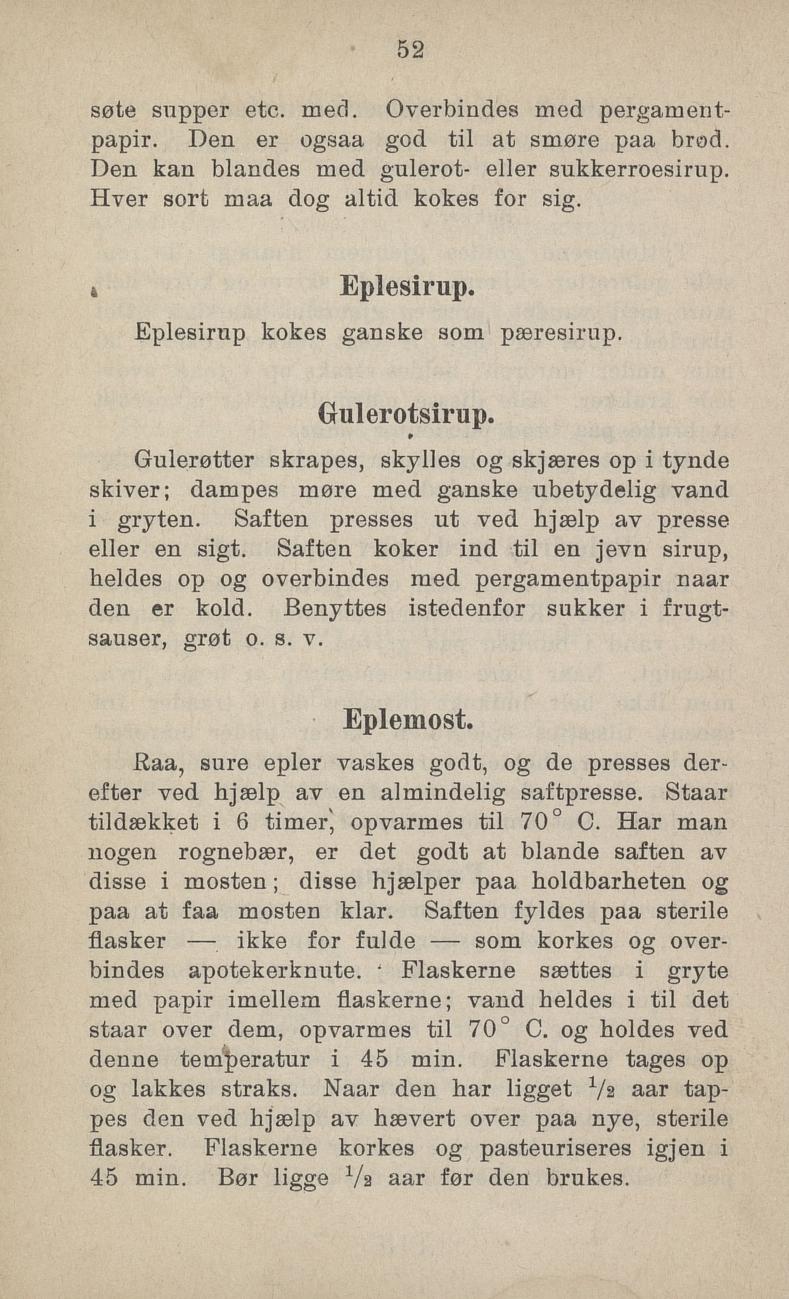 Faksimile av «Eplemost» fra Sylting uten sukker 1918