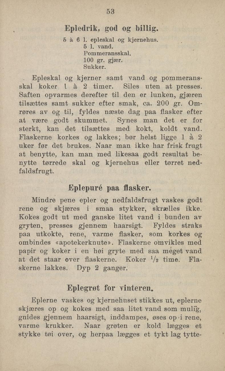 Faksimile av «Borddrikk av bær» fra Sylting uten sukker 1918