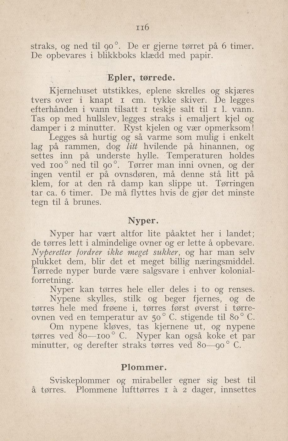 Faksimile av «Nyper» fra Syltning, grønnsakers opbevaring, vegetar-retter 1929