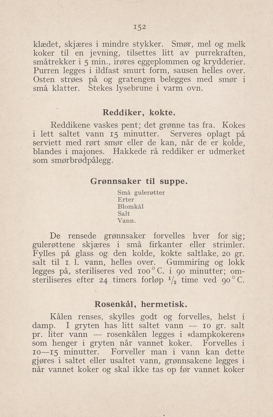 Faksimile av «Hermetisk rosenkål» fra Syltning, grønnsakers opbevaring, vegetar-retter 1929