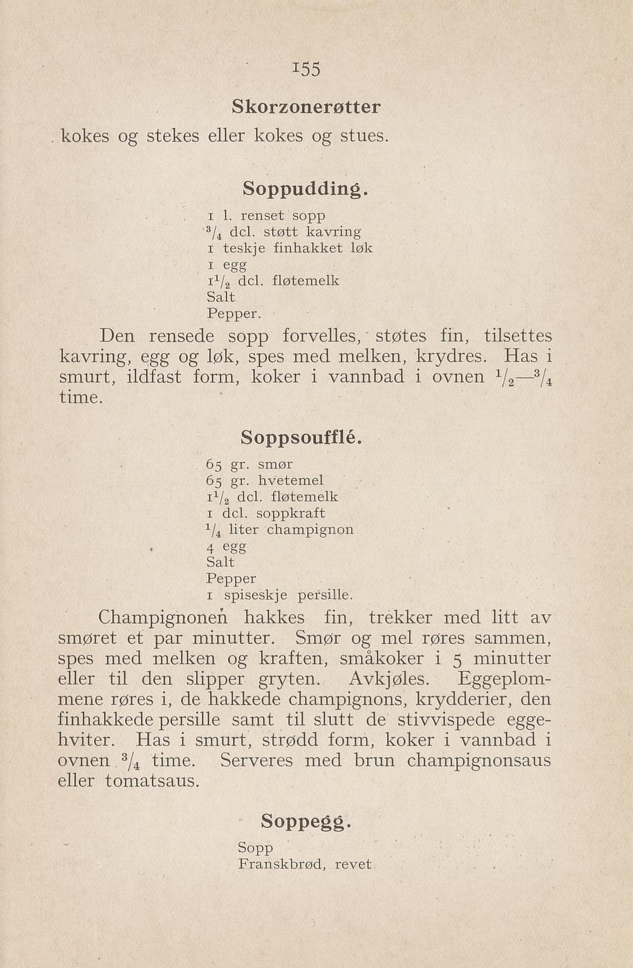 Faksimile av «Skorsonerrot» fra Syltning, grønnsakers opbevaring, vegetar-retter 1929