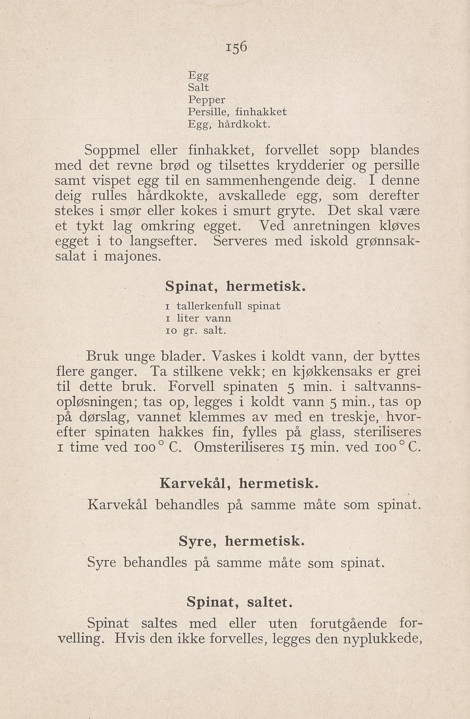 Faksimile av «Hermetisk karvekål» fra Syltning, grønnsakers opbevaring, vegetar-retter 1929