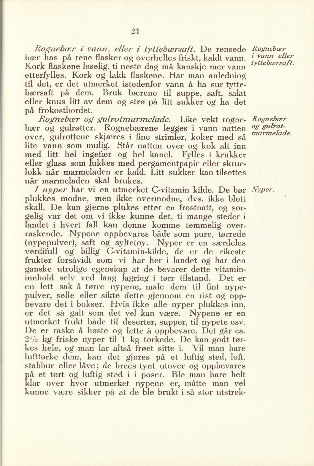 Faksimile av «Rognebær og gulrotmarmelade» fra Sylting uten sukker 1940