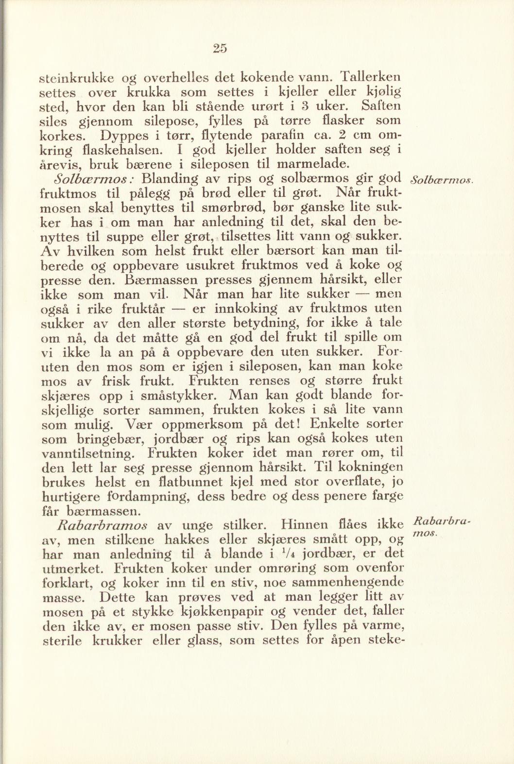 Faksimile av «Eple-, pære- og plommemons» fra Sylting uten sukker 1940