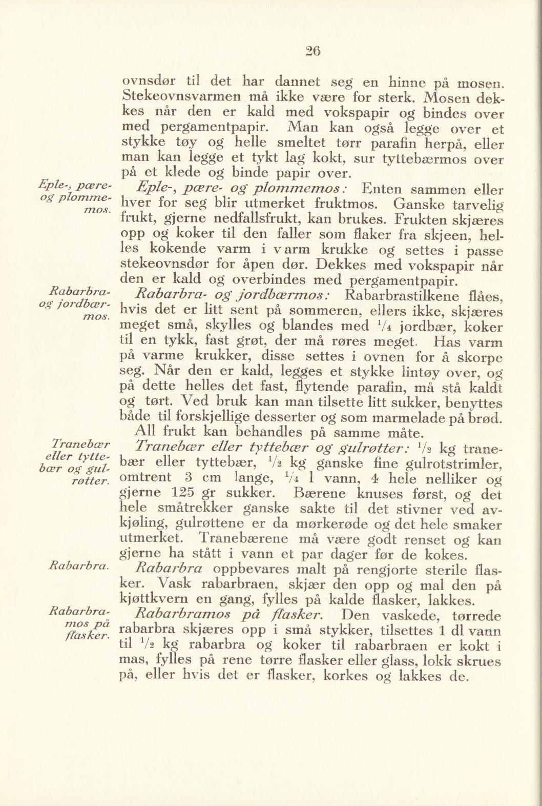 Faksimile av «Eple-, pære- og plommemost» fra Sylting uten sukker 1940