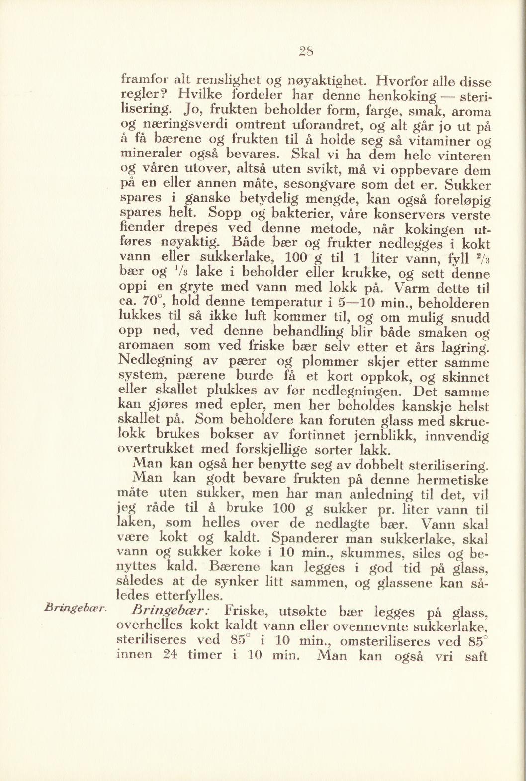 Faksimile av «Bringebær» fra Sylting uten sukker 1940
