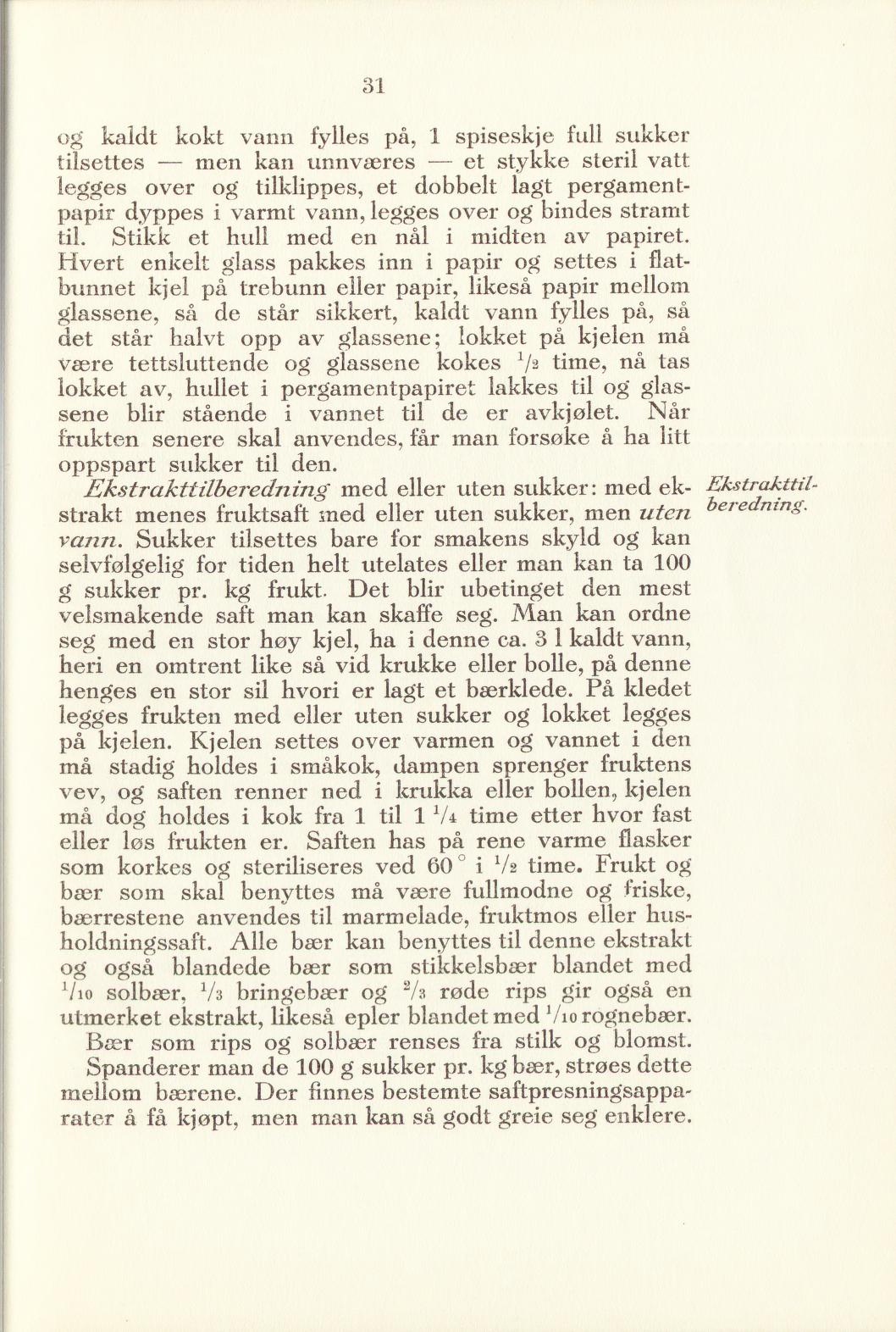 Faksimile av «Ekstrakttilberedning med eller uten sukker» fra Sylting uten sukker 1940