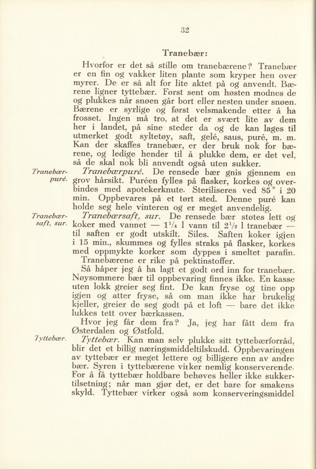 Faksimile av «Tyttebærsaft, råsaft» fra Sylting uten sukker 1940