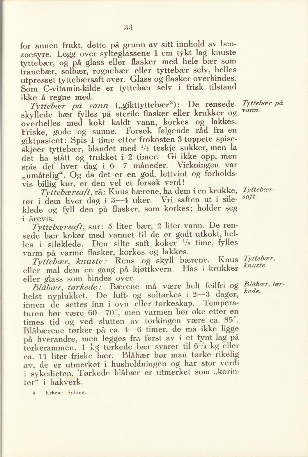 Faksimile av «Rå rabarbaen, på flasker I» fra Sylting uten sukker 1940