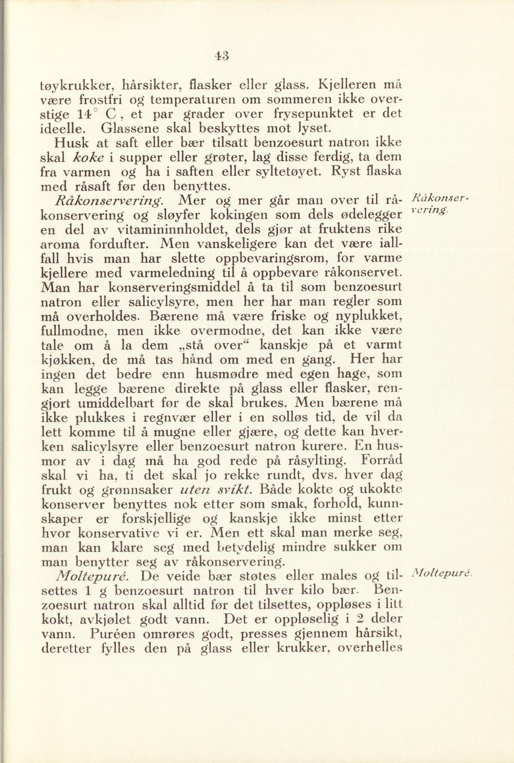 Faksimile av «Moltepuré» fra Sylting uten sukker 1940