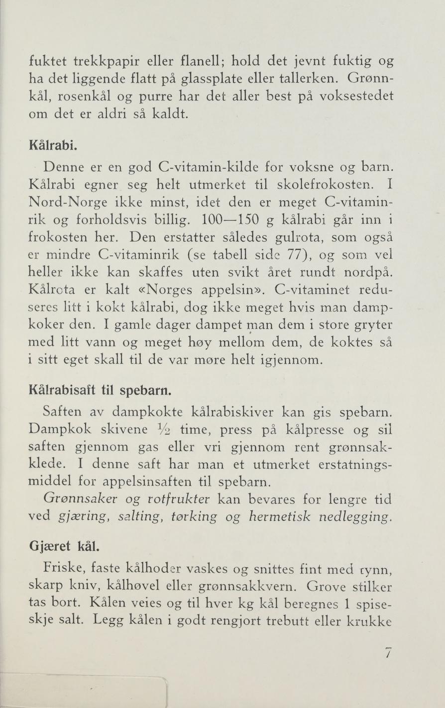 Faksimile av «Kålrabisaft til spebarn» fra Sylting uten sukker 1943