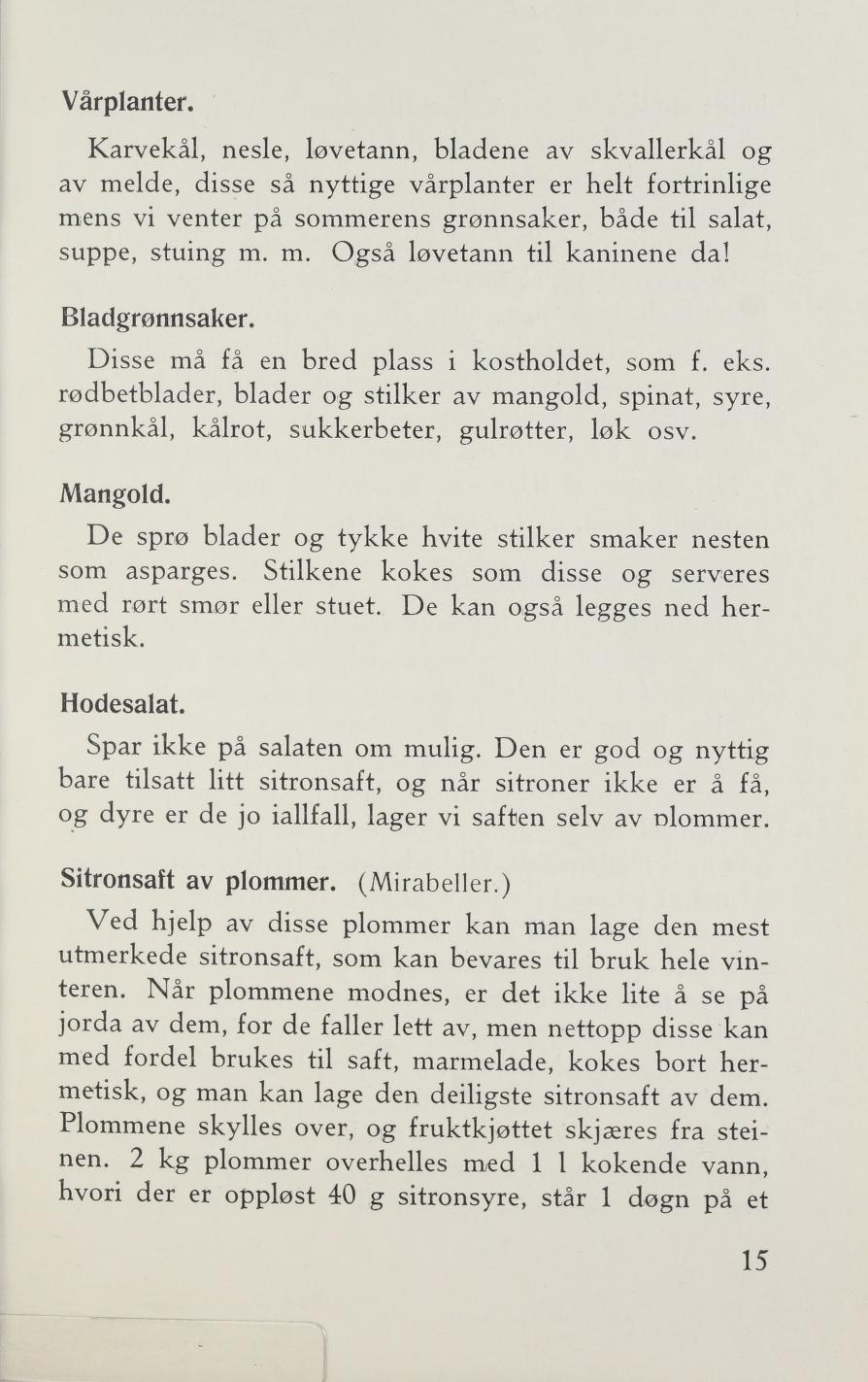 Faksimile av «Sitronsaft av plommer (Mirabeller)» fra Sylting uten sukker 1943