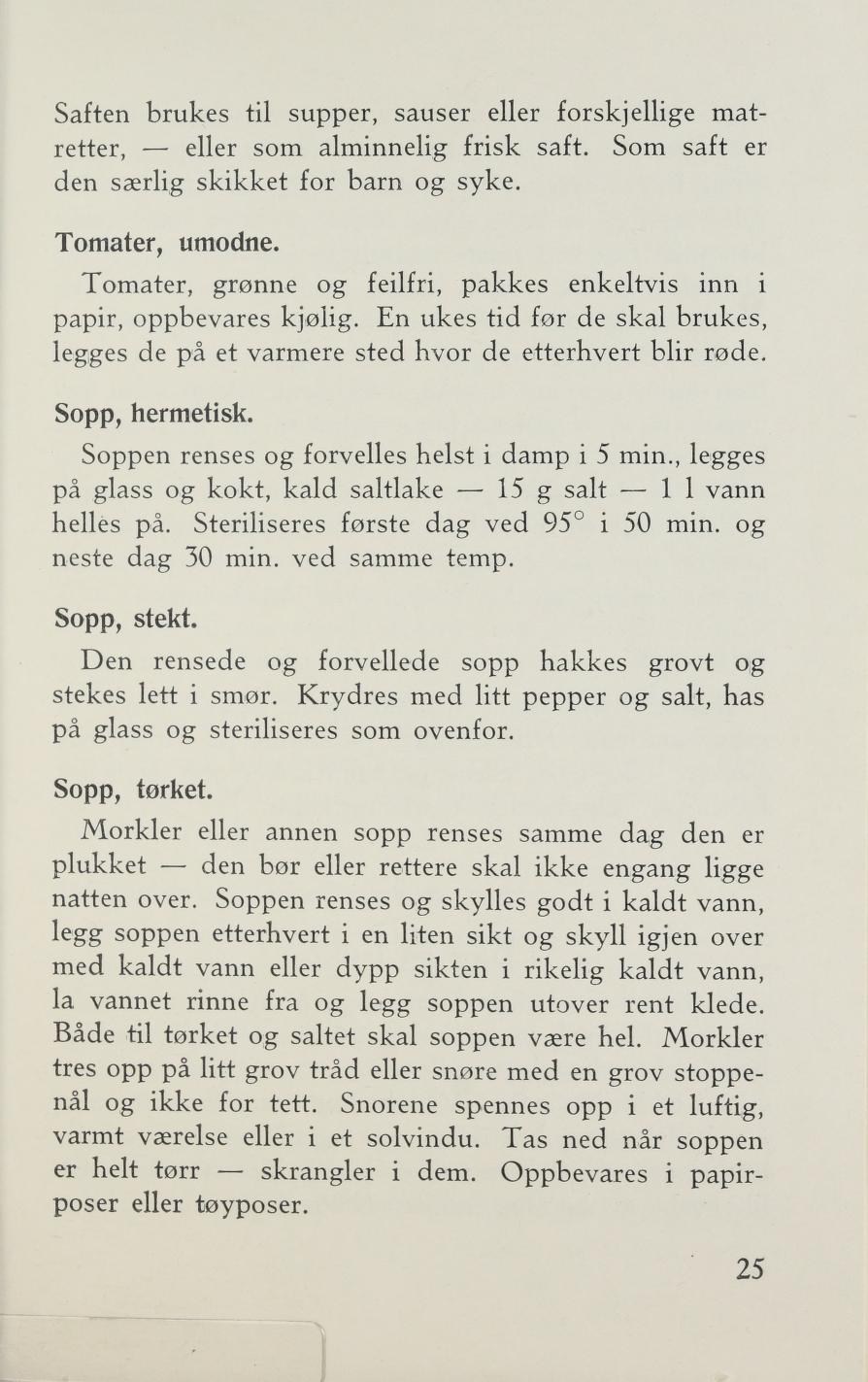 Faksimile av «Sopp, tørket» fra Sylting uten sukker 1943