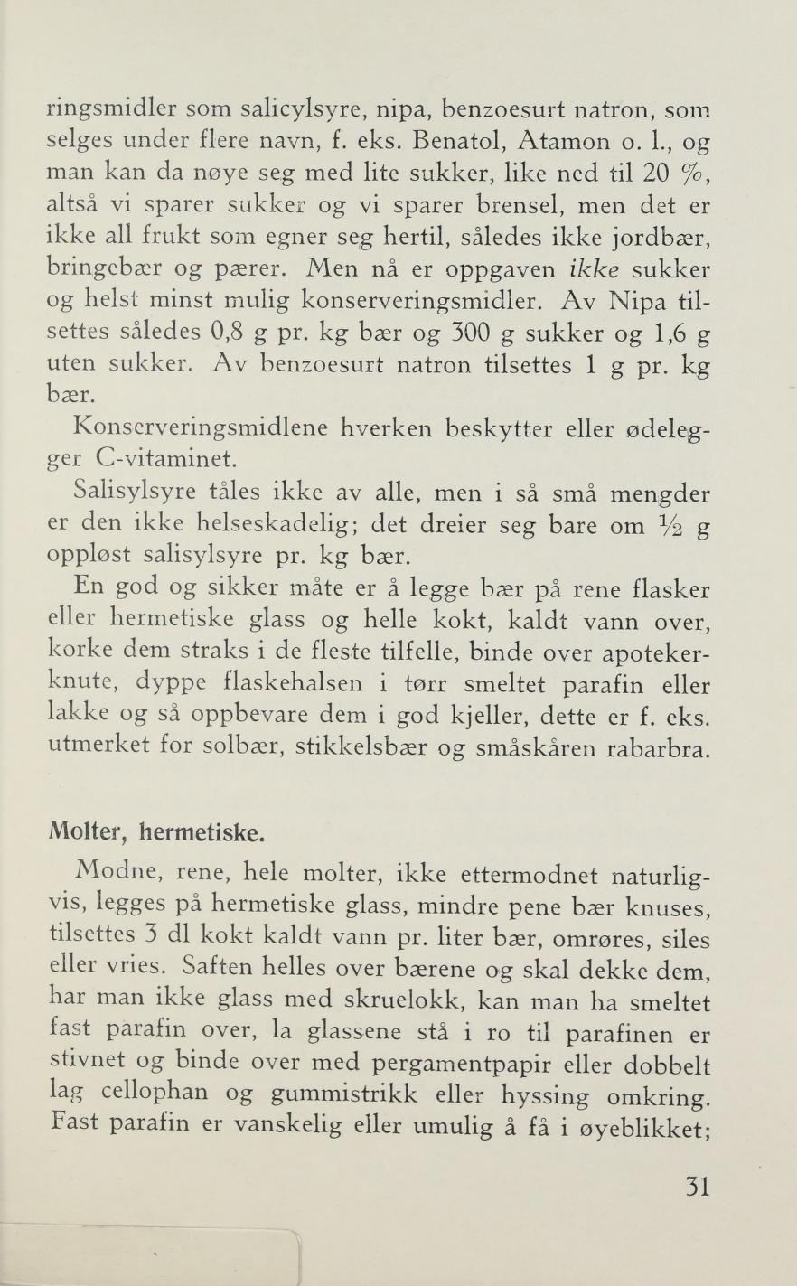 Faksimile av «Molter, hermetiske» fra Sylting uten sukker 1943