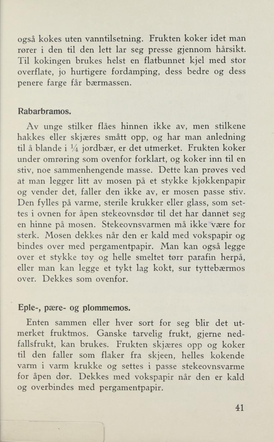 Faksimile av «Eple-, pære- og plommepuré» fra Sylting uten sukker 1943