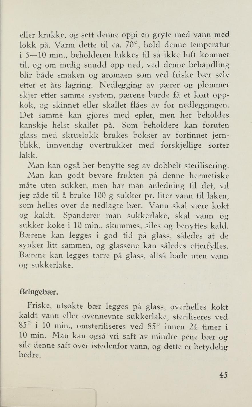 Faksimile av «Bringebær» fra Sylting uten sukker 1943