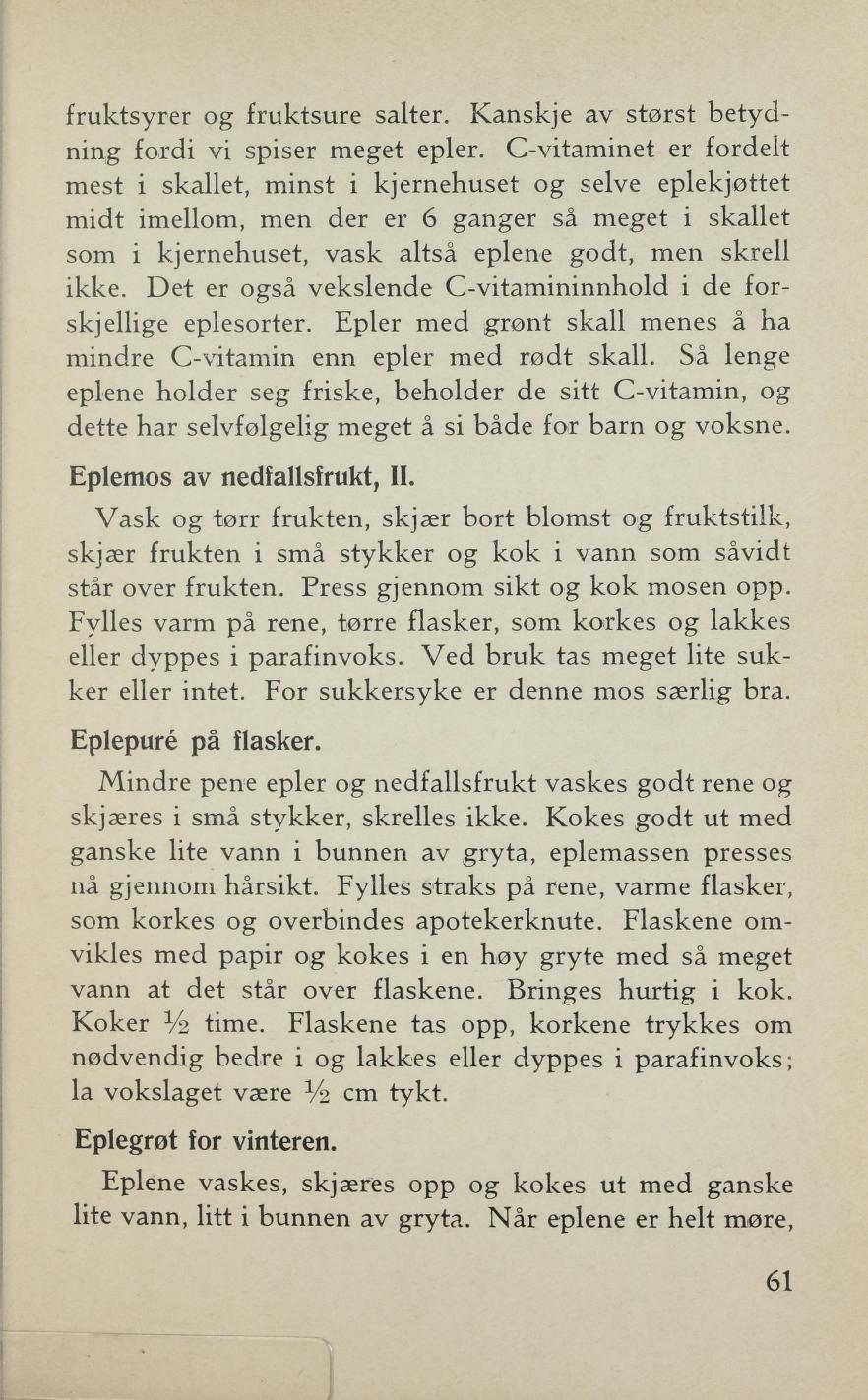 Faksimile av «Eplemos av nedfallsfrukt II» fra Sylting uten sukker 1943
