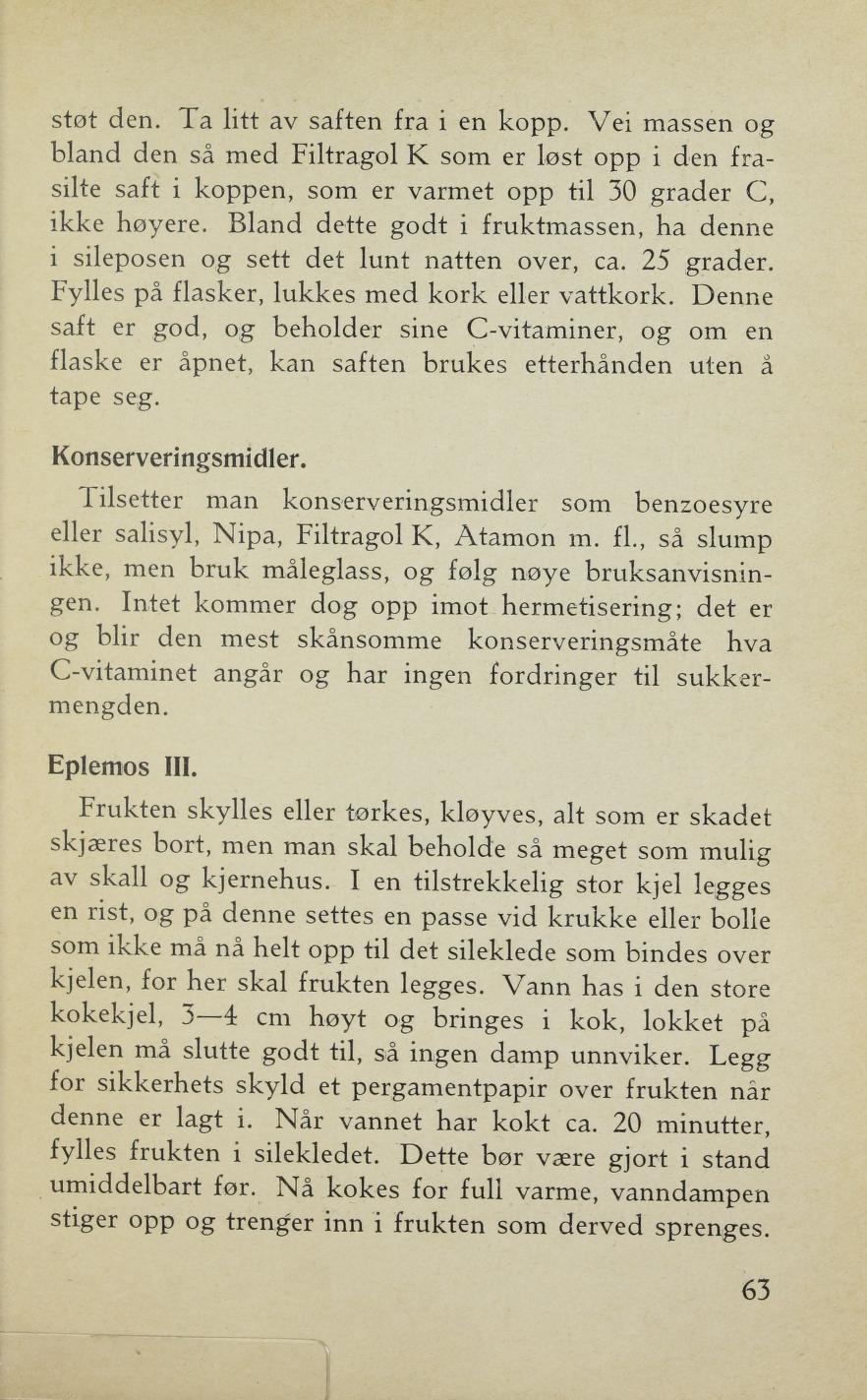 Faksimile av «Eplemos III» fra Sylting uten sukker 1943