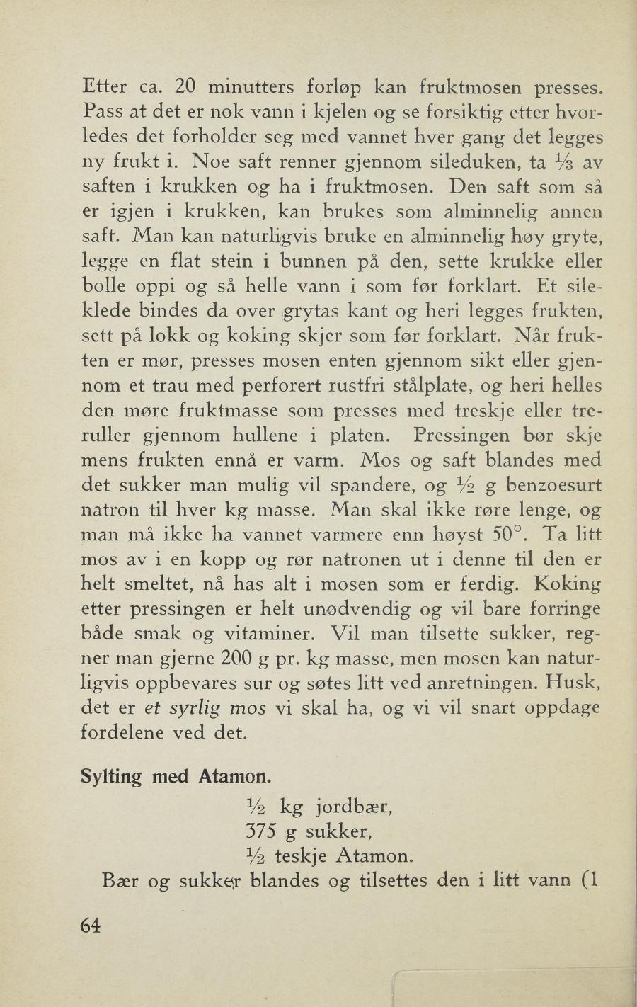 Faksimile av «Bringebær og rips» fra Sylting uten sukker 1943