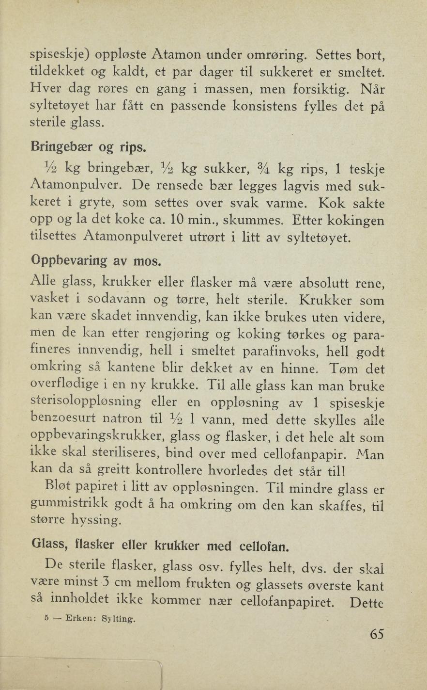 Faksimile av «Bringebær og rips» fra Sylting uten sukker 1943