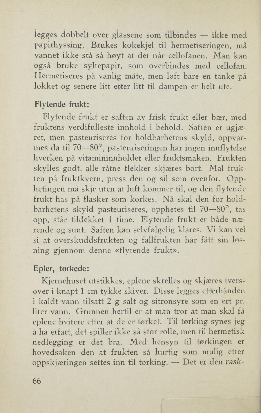 Faksimile av «Flytende frukt» fra Sylting uten sukker 1943