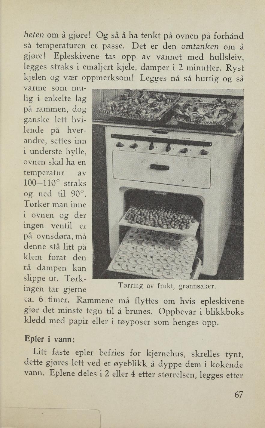 Faksimile av «Tørring av frukt og grønnsaker» fra Sylting uten sukker 1943