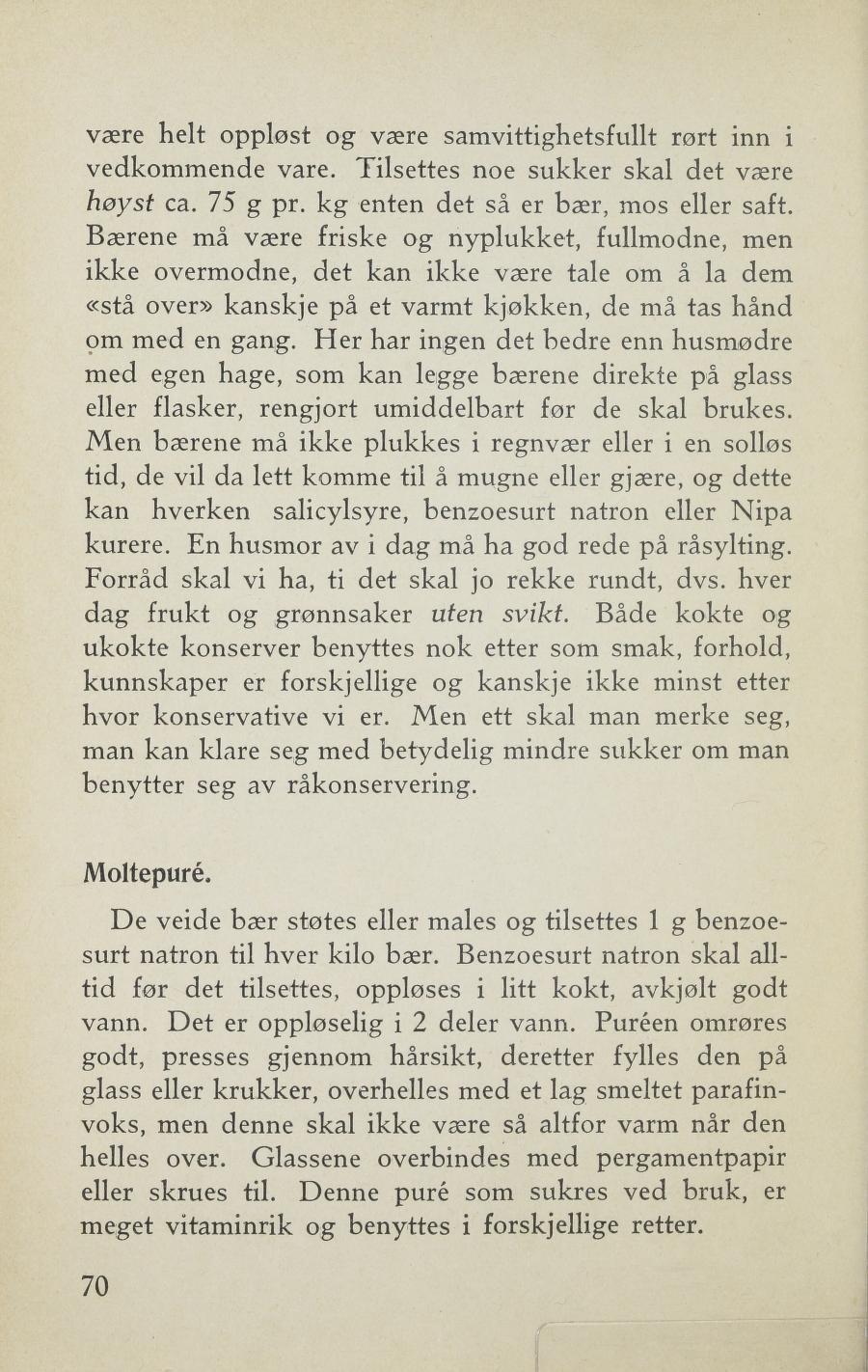 Faksimile av «Moltepuré» fra Sylting uten sukker 1943